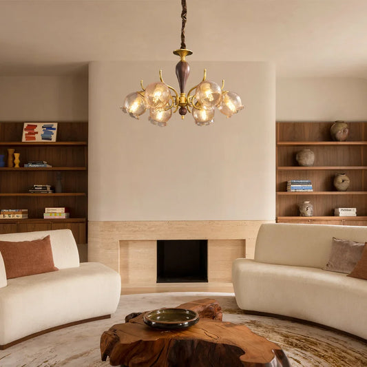 Marius Vintage Copper Wood Ceiling Light